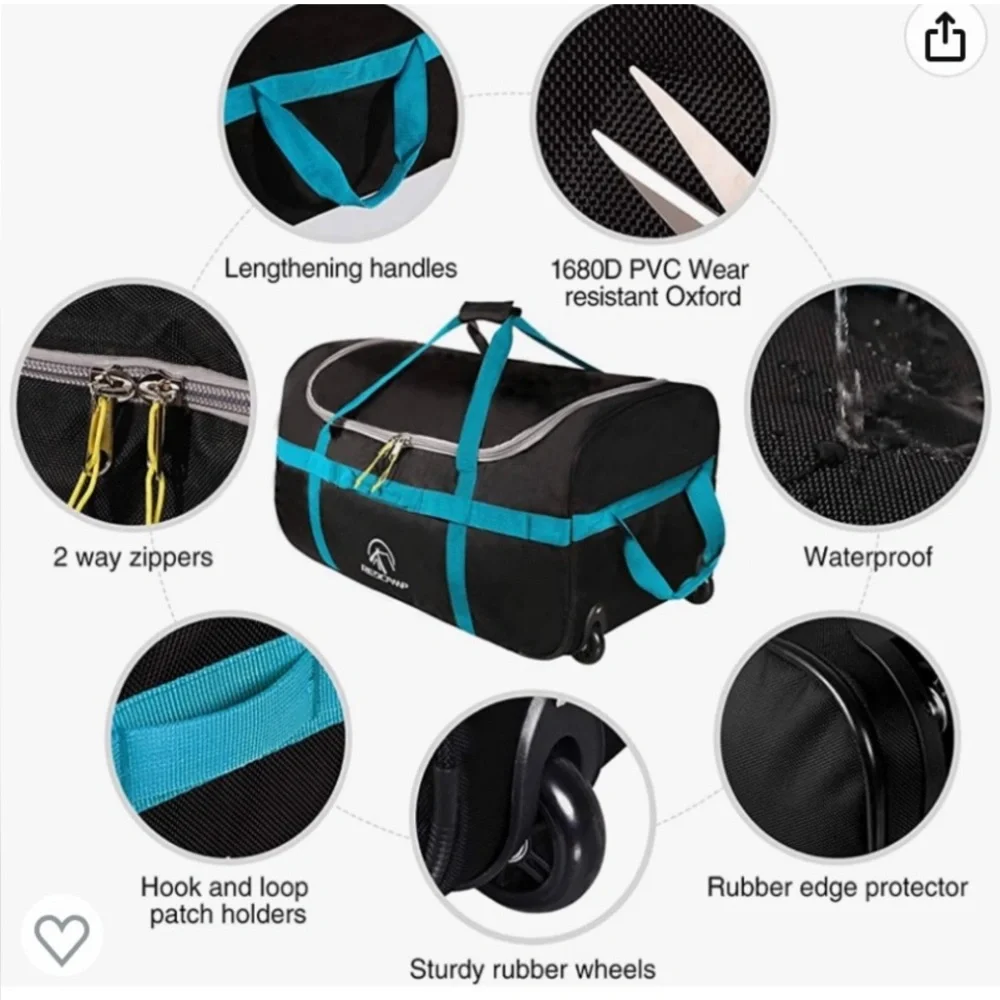 NEW Redcamp 85L Foldable Duffle Bag w Wheels 26" Oxford Collapsible Large Duffel - Picture 4 of 8